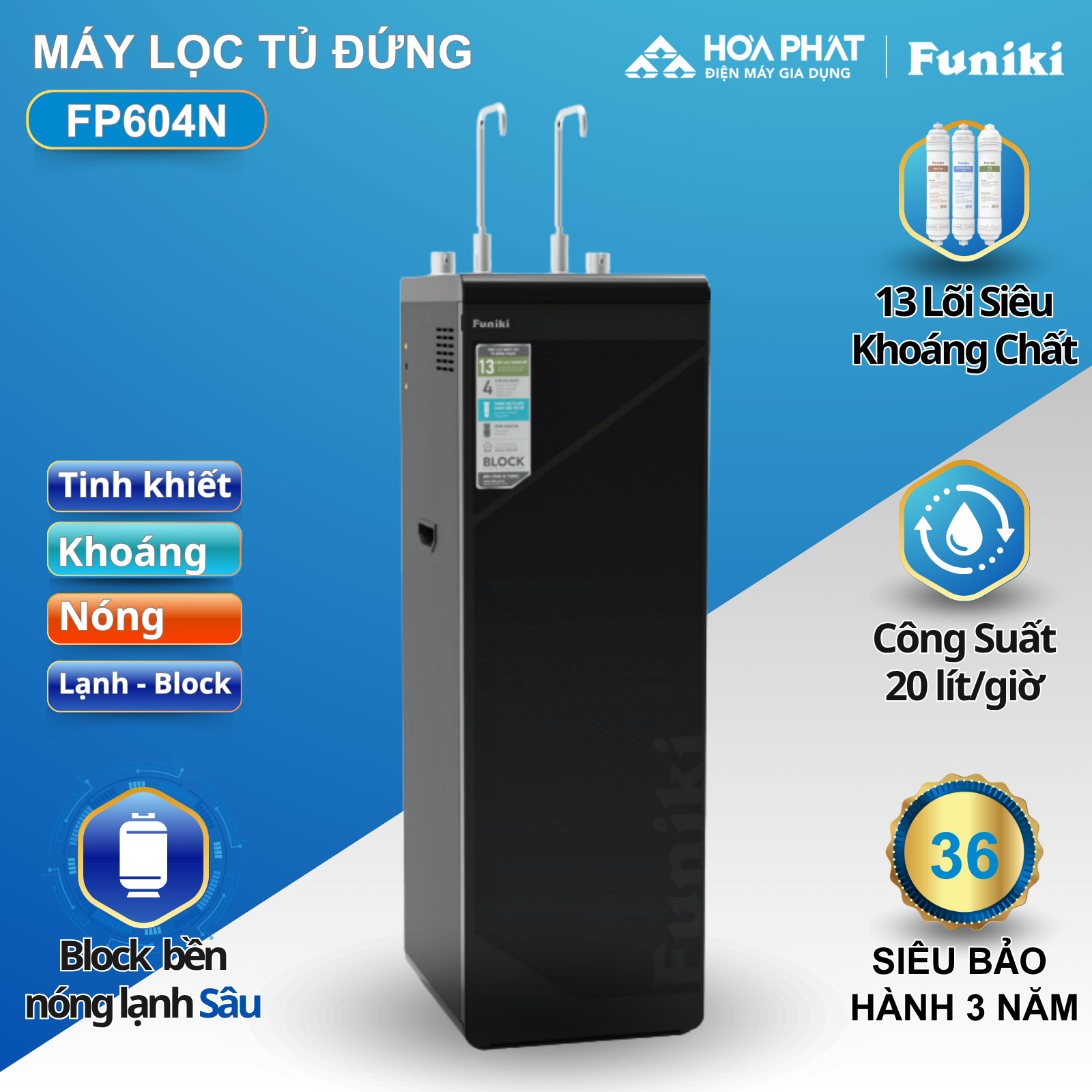 Máy lọc nước RO nóng lạnh Funiki FP604N